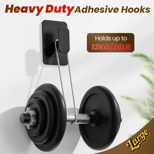 Vista 5 de Ganchos Autoadhesivos de Servicio Pesado – 26 libras máximo, ganchos de pared adhesivos de acero inoxidable para colgar toallas, abrigos, batas