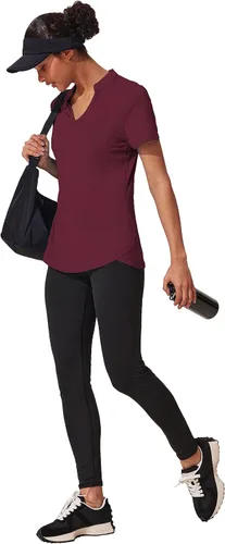 Vista 5 de COOrun Camisetas de entrenamiento para mujer, manga corta, cuello en V, absorben la humedad, camisetas de yoga, golf, atletismo, correr, camisetas
