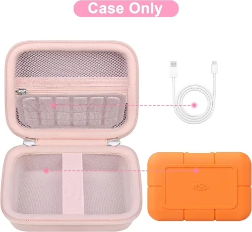 Vista 2 de Canboc Funda para unidad de estado sólido externa LaCie Rugged SSD Pro5 2TB 4TB Rosado