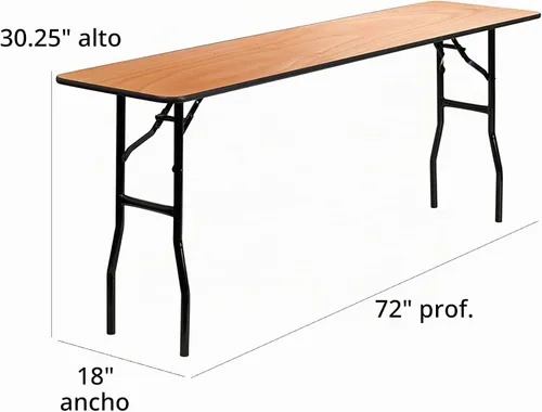 Vista 2 de EMMA + OLIVER Mesa de entrenamiento plegable rectangular de madera de 6 pies con tapa recubierta transparente