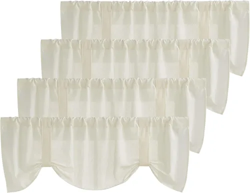 Vista 15 de NICETOWN Cenefa con textura de lino para ventana de cocina y sala de estar, filtrado de luz, estilo campestre bohemio, con bolsillo para barra, 2