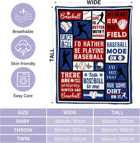 Vista 3 de Regalos de béisbol para niños y hombres, manta de béisbol para niños, regalos para equipos de jugadores de béisbol, accesorios para amantes