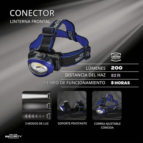 Vista 2 de Police Security Flashlights 99645 Connector 150 Lumens LED Headlamp