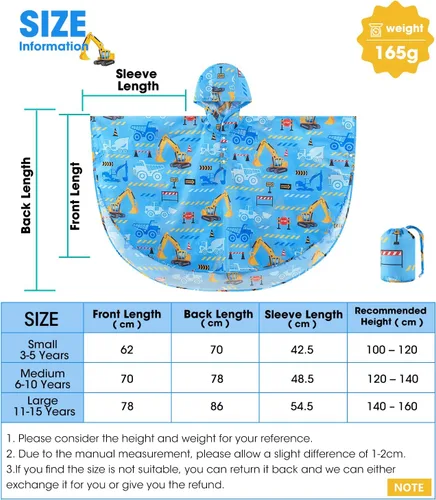 Vista 7 de WAWSAM Poncho de lluvia ligero para niños, impermeable, reutilizable