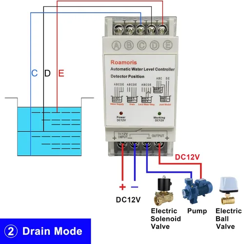 Vista 2 de Controlador automático de nivel de agua, sensor de nivel de líquido, relé automático de interruptor de flotador de bomba de 12 V, control de bomba