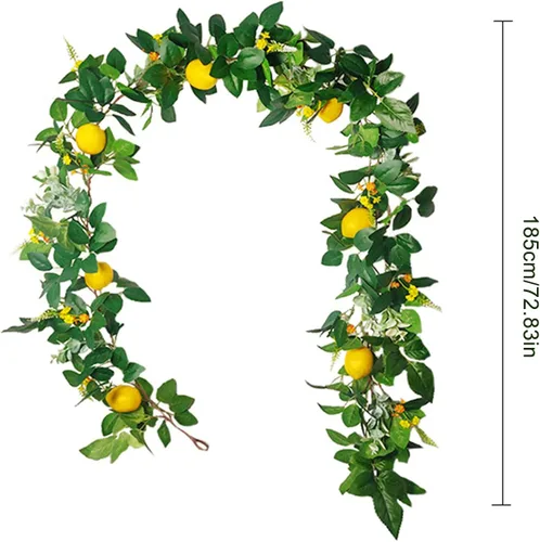 Vista 5 de IUIBMI Guirnalda de limón artificial de 6 pies, guirnalda de frutas de primavera con limones artificiales para puerta delantera, hogar, cocina