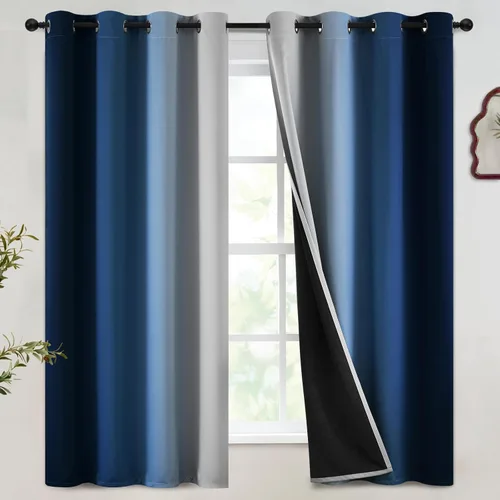 Vista 172 de SimpleHome Cortinas degradadas degradadas para oscurecer la habitación de 36 pulgadas de largo para dormitorio, con ojales y bloqueo de luz Negro