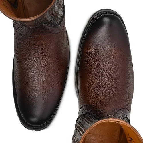 Vista 8 de Cuadra Botas urbanas para hombre en piel bovina con cremallera marrón