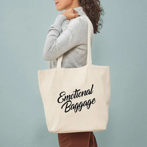 Vista 2 de CafePress Bolso de compras beige natural reutilizable de la lona del bolso de asas del equipaje emocional