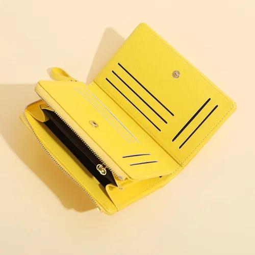 Vista 5 de Cartera con cremallera para mujer, con bloqueo RFID, multiusos, tarjeteros, monederos cortos