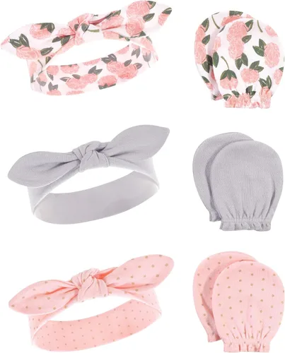 Vista 27 de Hudson Baby Conjunto de diadema de algodón y manoplas para rascar para bebé