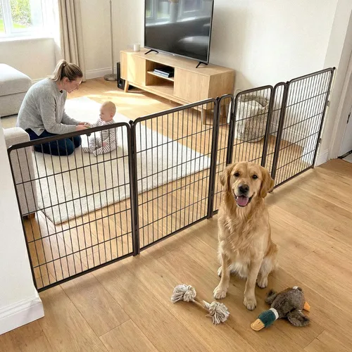 Vista 30 de FXW - Puerta para perro, extra ancha ajustable para aberturas de hasta 46 pulgadas, 24 pulgadas de alto Negro