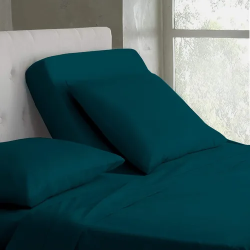 Vista 76 de Juego de sábanas de algodón de 600 hilos tamaño Queen dividido para base de cama ajustable, juego de sábanas de 4 piezas con bolsillo profundo