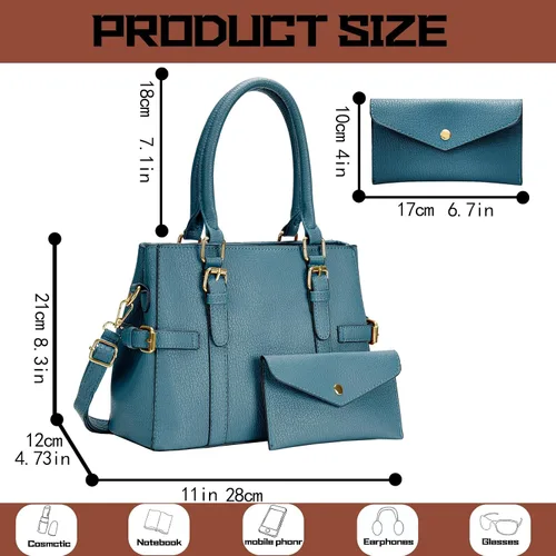 Vista 5 de Bolsos de mano de cuero de moda para mujer, bolso de hombro, asa superior, bolso de otoño