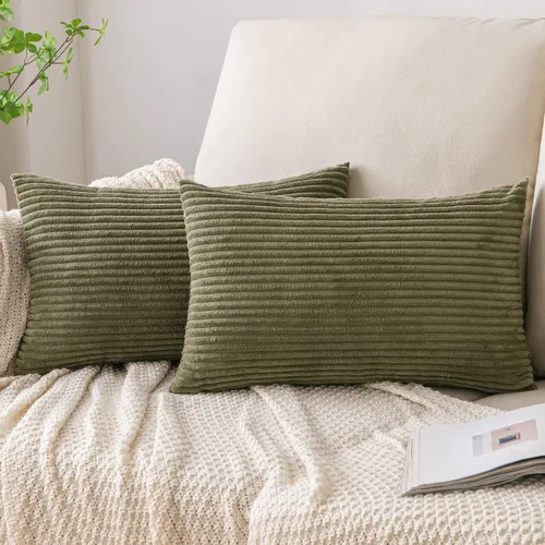 Vista 33 de EMEMA Fundas de Cojines Decorativos de Pana Suave a Rayas Cuadradas, Fundas de Almohadas de Primavera para Sofá, Dormitorio, Silla, Automóvil 16 x
