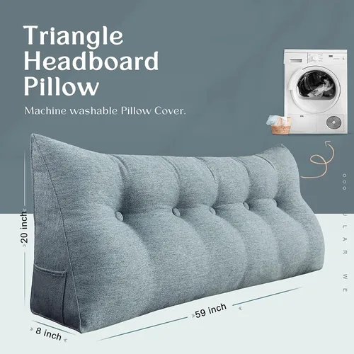 Vista 5 de VERCART Almohada de cuña triangular para cabecero de cama, almohada de cama de cama, reposo en cama, almohada de lectura, relleno de hueco, cojín