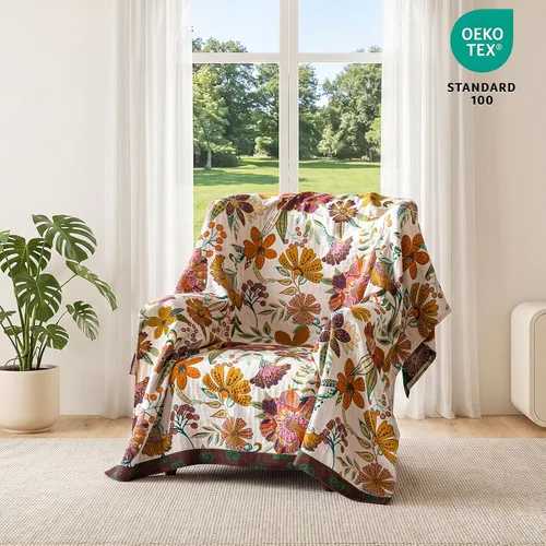 Vista 39 de MSGKV - Manta bohemia/primaveral de algodón para sofá y sala de estar, de gasa acogedora, de 50 x 60 pulgadas 50"x60" Cotton Throw, Woven Bird