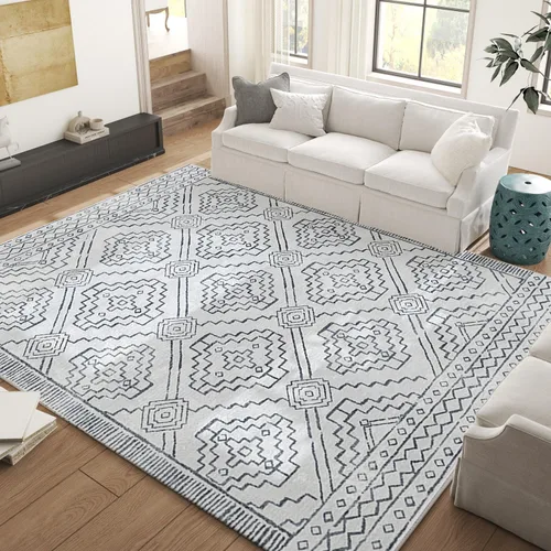 Vista 55 de jinchan - Tapete de pasillo marroquí de 2 x 6 pies con líneas, bohemio, lavable, para cocina, suave, geométrico, de lana sintética, antideslizante
