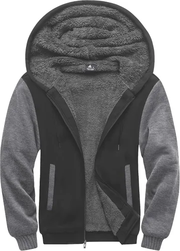 Vista 58 de SCODI Sudaderas con capucha para hombre, forro polar pesado, cremallera completa, forro de sherpa grueso, chaqueta con capucha