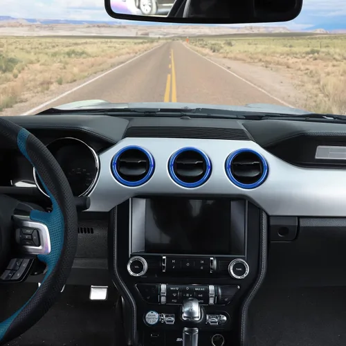 Vista 7 de RT-TCZ Anillo de cubierta de ventilación de salida de aire acondicionado para consola central, accesorios interiores para Ford Mustang 2015-2022, 3