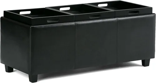 Vista 21 de Banco otomano de almacenamiento con brazo enrollado con elegante ribete