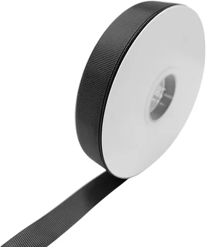 Vista 2 de Abbaoww Cinta de grogrén negro sólido de 1/2 pulgada de 50 yardas para decoración de boda, envoltura de regalos, proyectos de bricolaje