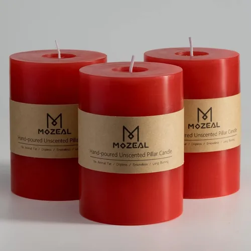 Vista 150 de MOZEAL Juego de 3 velas sin perfume vertidas a mano de 3 x 6 pulgadas, velas tipo pilar sin goteo, combustión de larga duración, aproximadamente 120