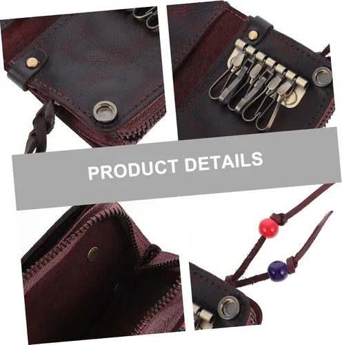 Vista 7 de ERINGOGO 2 pcs key case zip wallet wallets for men leather zip lock organizer Zipper Car Key Bag car case key