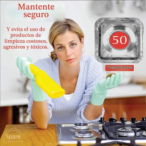 Vista 2 de Spare Papel de aluminio cuadrado, desechable, cubiertas protectoras para horno, quemadores, estufa, fácil de limpiar, color plateado