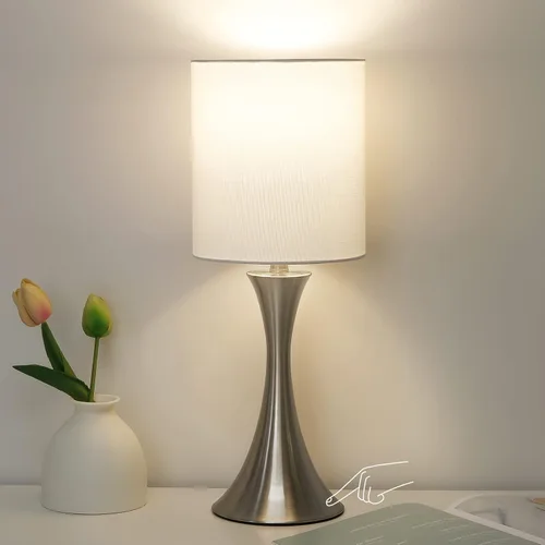 Vista 12 de Lámpara táctil para dormitorio, lámpara de mesa dorada regulable en 3 vías con pantalla estrellada negra, lámpara decorativa de mesita de noche Base