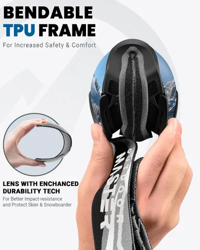 Vista 4 de OutdoorMaster - Gafas de esquí con cubierta, antivaho OTG para nieve/snowboard La cubierta integrada ayuda a proteger la lente, con ajuste OTG