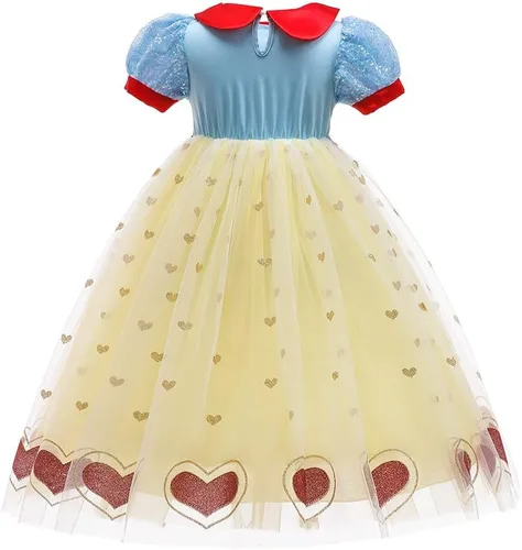 Vista 34 de HIHCBF Disfraz de princesa blanca como la nieve para niñas, cumpleaños, Navidad, Halloween, carnaval (con accesorios)