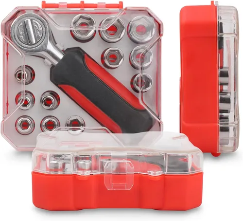 Vista 2 de Apollo Tools - Juego de llaves métricas de 13 piezas de ¼ de pulgada, incluye mango de trinquete de interruptor de retroceso fácil de 1/4 pulgadas