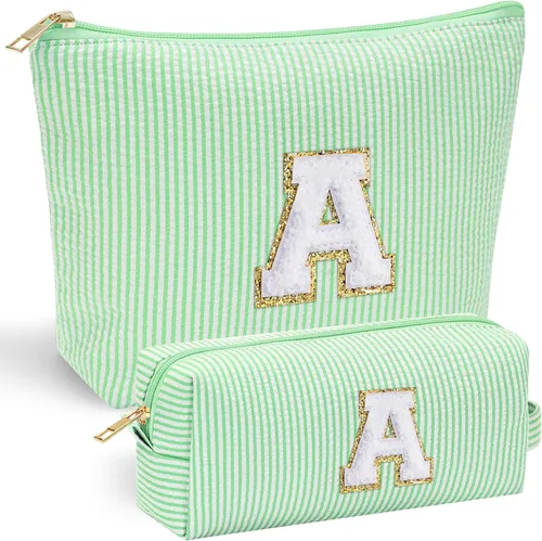 Vista 78 de YOOLIFE Regalos del Día de la Madre para Mujeres, Bolsa de Maquillaje con Iniciales, Bolsa de Maquillaje para Viaje, Bolsa de Maquillaje Negro