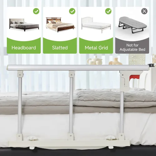 Vista 5 de Real Relax Rieles de cama para la seguridad de adultos mayores, barandillas de cama plegables para personas mayores que se ajustan a tamaños