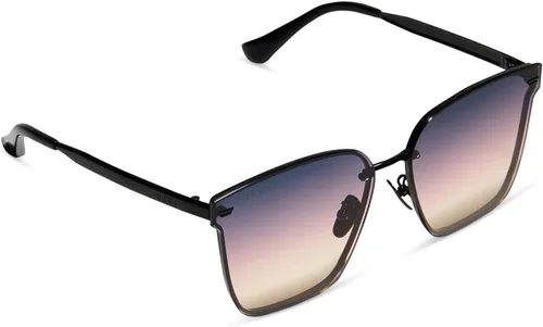 Vista 6 de DIFF Bella V Designer - Gafas de sol de gran tamaño sin montura para mujer, protección UV400