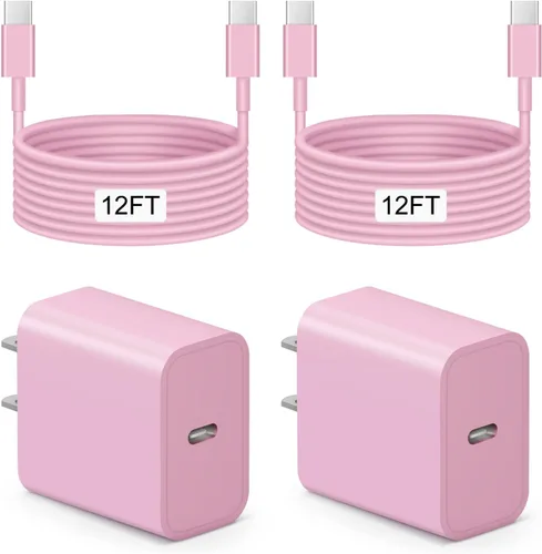 Vista 27 de Cargador para iPhone 17 16 15 de carga rápida - 2 unidades, 20 W, USB C, bloque de carga con cable tipo C de 6 pies compatible con iPhone 17/17