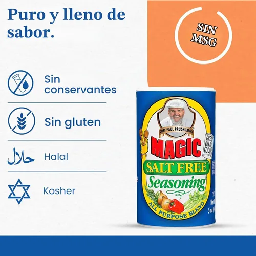 Vista 3 de Condimento Magic Seasoning Blends, libre de sal marca Magic, envase con 5 onzas