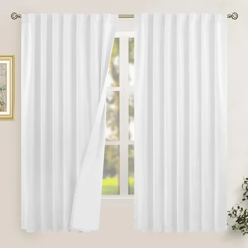 Vista 158 de LAMIT Cortinas opacas cortas de lino de 30 pulgadas para ventanas de cocina sobre el fregadero, cortinas de café texturizadas de lino marfil
