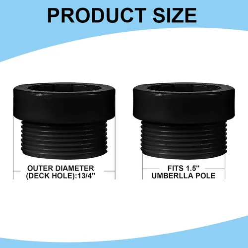 Vista 2 de Thyle Adaptador estabilizador de sombrilla de piscina, fundas de adaptador roscadas para sombrilla de piscina, inserto estabilizador para patio al