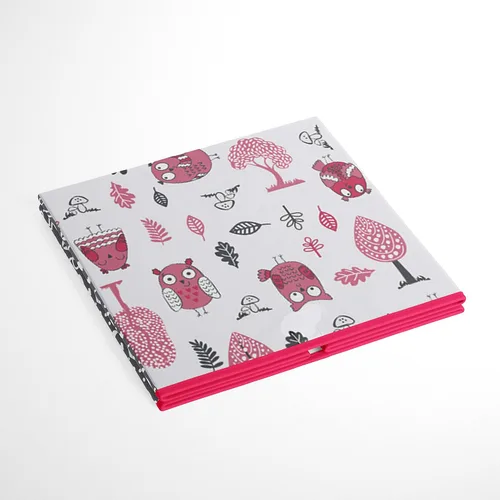 Vista 5 de Bacati Owls - Caja de almacenamiento de algodón para niñas, color rosa y gris