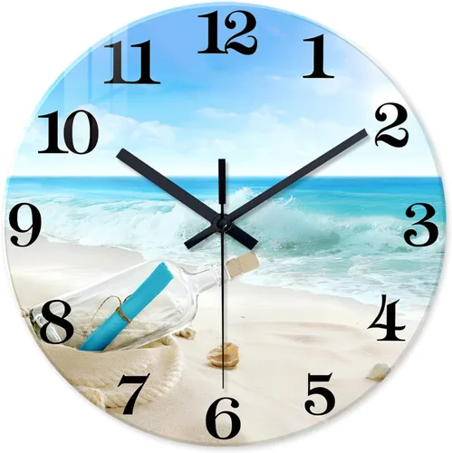 Vista 13 de XNM Relojes de Pared de Paisaje Natural para Baño, Funciona con Pilas, 30.5 cm, Negro y Blanco, Redondo, Silencioso, sin Tictac, de Vidrio, Pequeño