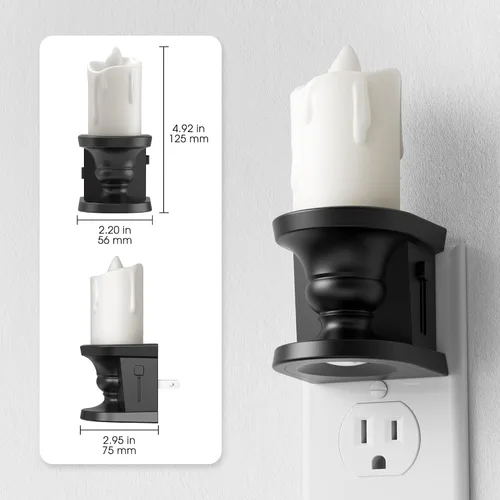 Vista 6 de Briignite Flameless Candle Night Light, Amber Night Lights, Dusk to Dawn