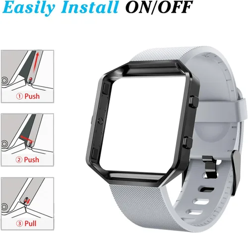 Vista 6 de Correa con marco para reloj Fitbit Blaze de LEEFOX, edición especial, correa de silicón, unisex, S G-10pack Classic+1 Marco Negro