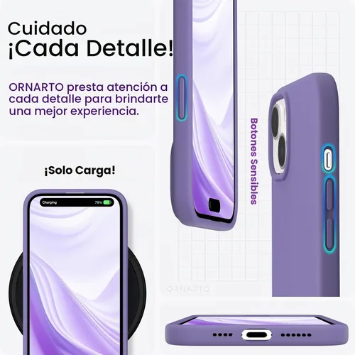 Vista 5 de ORNARTO Funda compatible con iPhone 15 Plus de 6.7 pulgadas, silicona líquida delgada de 3 capas cubierta completa de goma de gel suave, funda