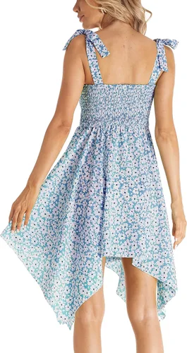 Vista 6 de Vestido de maternidad floral sin mangas, cuello cuadrado, dobladillo irregular, vestido de baby shower