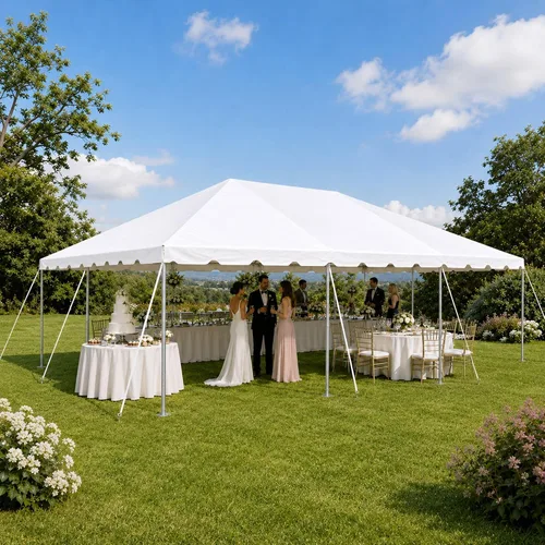 Vista 23 de Party Tents Direct Carpa para Fiesta de 20x30 - Marco de Acero - Gazebo al Aire Libre, Pabellón, Sombrilla para Sol, Refugio para Acampada - Verde