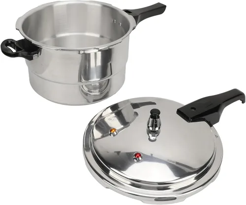 Vista 6 de Olla a presión de acero inoxidable para inducción y estufa, olla a presión de cocina con placa de vapor, olla a presión segura para cocinar fideos