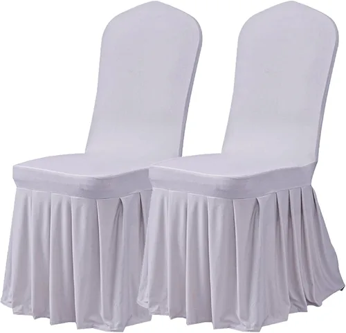 Vista 31 de Dimatic Juego de 2 fundas elásticas para sillas de comedor, fundas Parsons con falda, de elastano súper ajuste, funda protectora de asiento para Azul