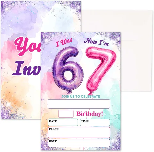 Vista 18 de Invitaciones para fiesta de primer cumpleaños, invitaciones de cumpleaños con purpurina de globo, invitaciones de cumpleaños de doble cara